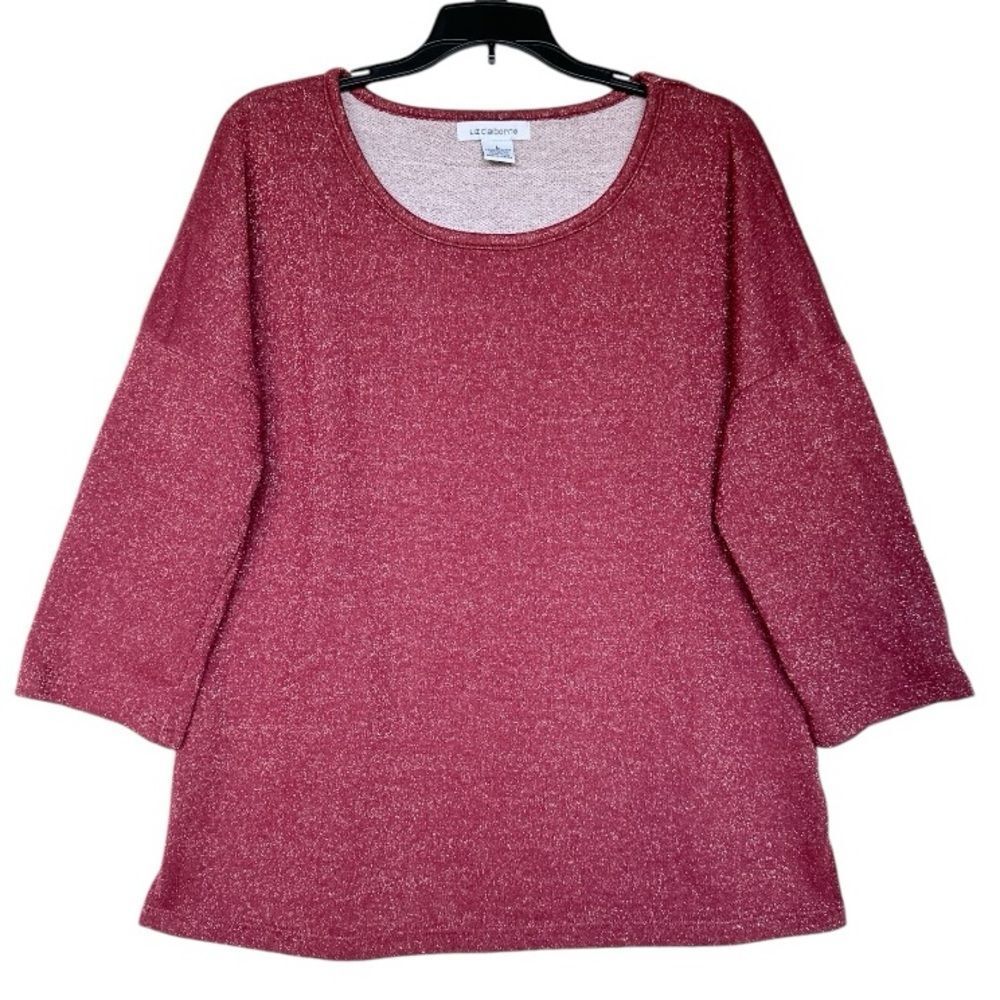 Liz Claiborne Metallic Crew Neck Sweater Top